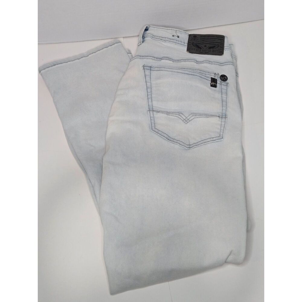 Buffalo David Bitton Ash-X Slim Stretch Jeans | Men's Size 33x32 | Light Gray - Picture 9 of 14